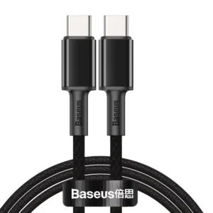 Baseus Cabo USB Tipo C 100W com Tecido Trançado – 1,2m – Preto