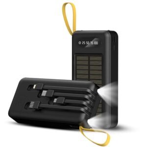 Carregador Solar Portátil 20000mAh, Banco de Energia BLACKULTRA com Lanterna LED