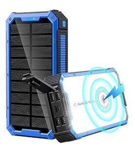 Carregador Solar Portátil Alogo-Z com 36800 mAh e Carregamento Sem Fio