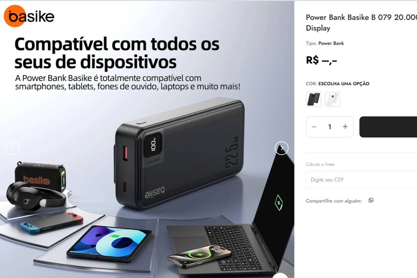 Powerbank com Desconto: Basike 20.000 mAh em Oferta!
