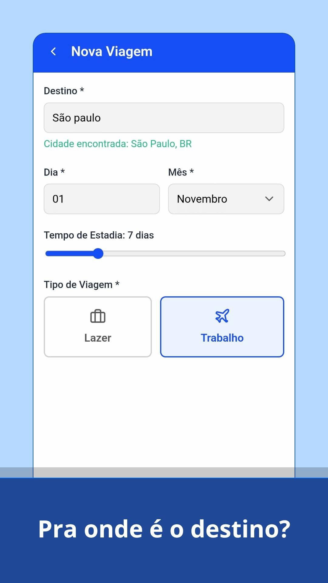 Tela do app lista de bagagem 01